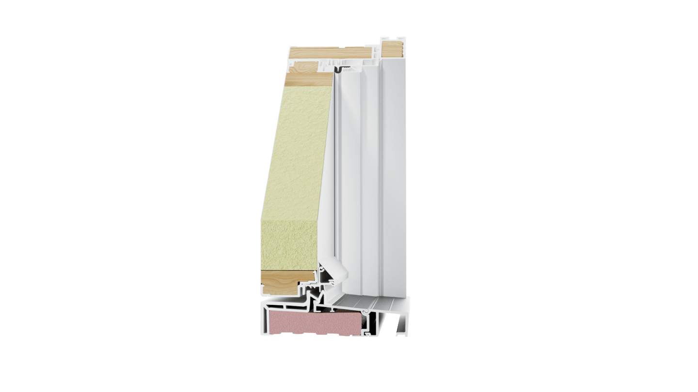 cross section of entryguard door threshold with foam corner gasket and self draining sill